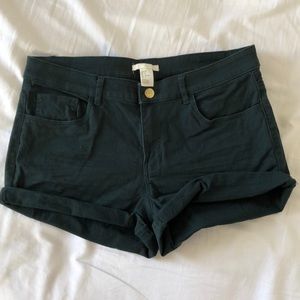 Dark teal high waisted jean shorts